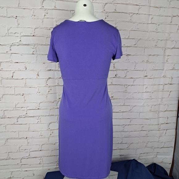 Daisy Fuentes Purple Twist Knot Top Short Sleeve - Picture 4 of 10